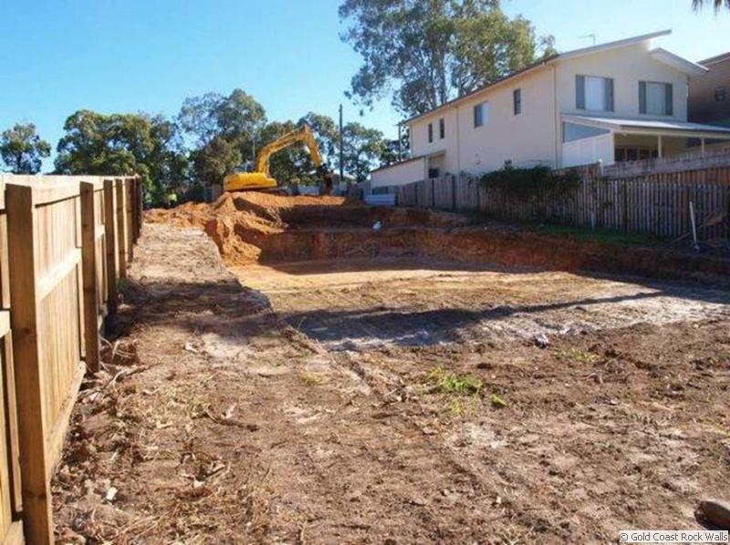 Stepped house pad excavation