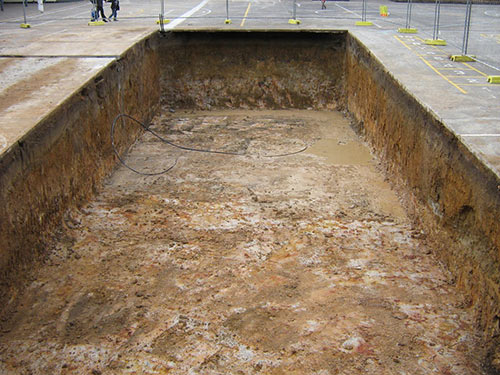 Excavation for storm water retention tank